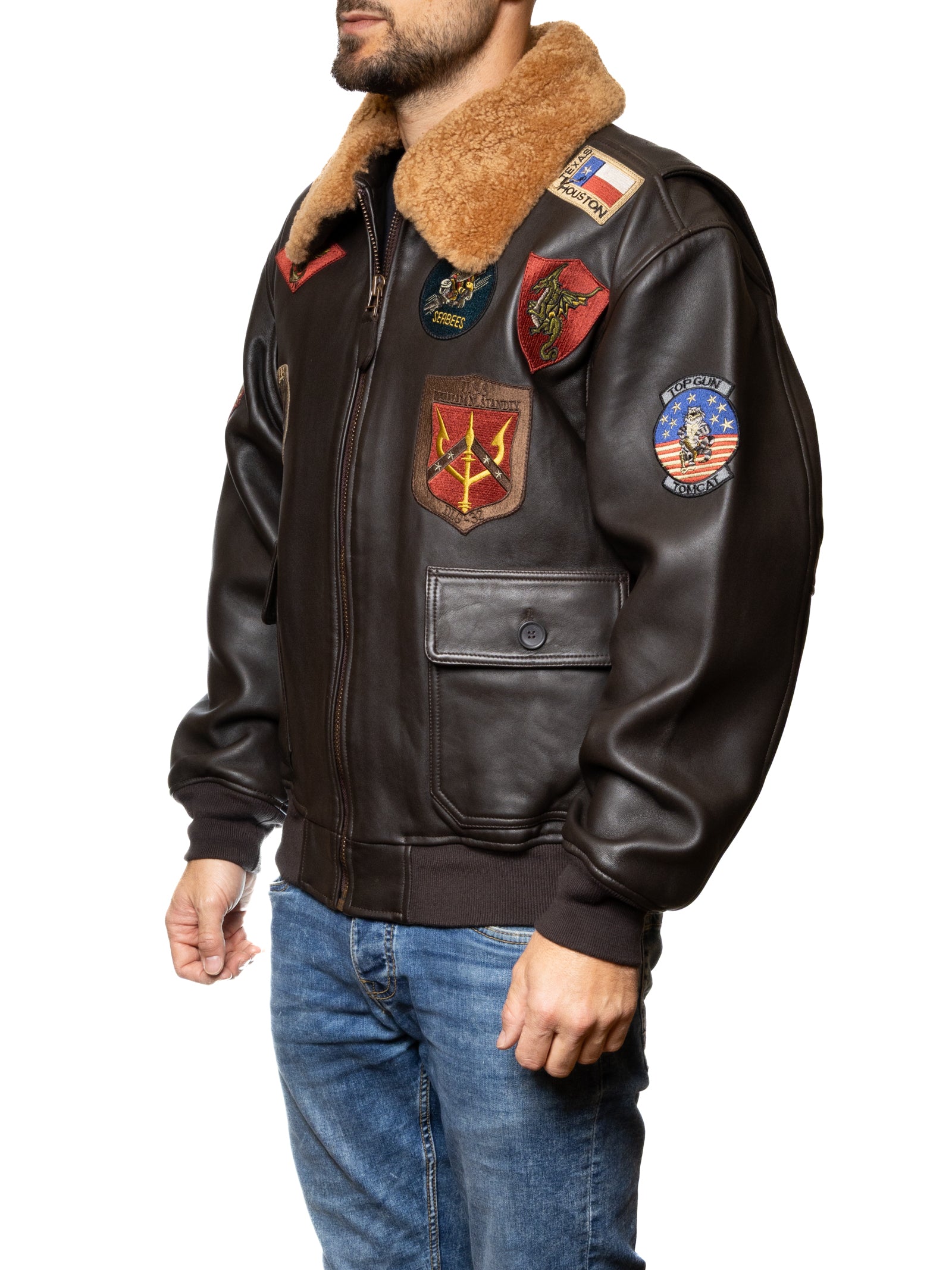TOP GUN giubbino pelle marrone TOPGUN PELLE-MARRONE