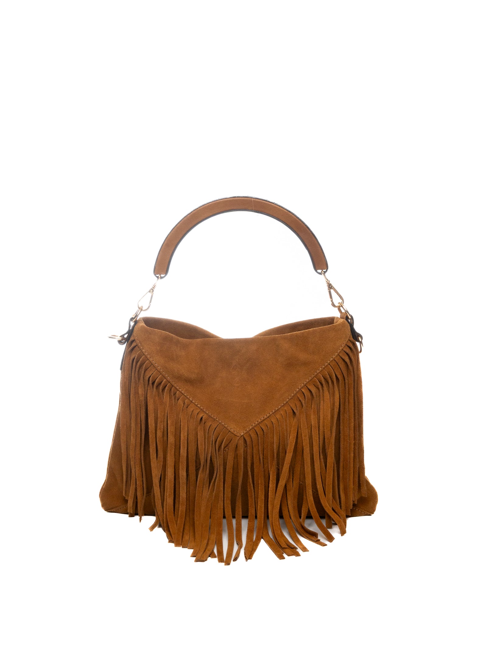 DI LORENZO borsa a spalla fiorellino marrone FIORELLINO CAMOSCIO-CUOIO