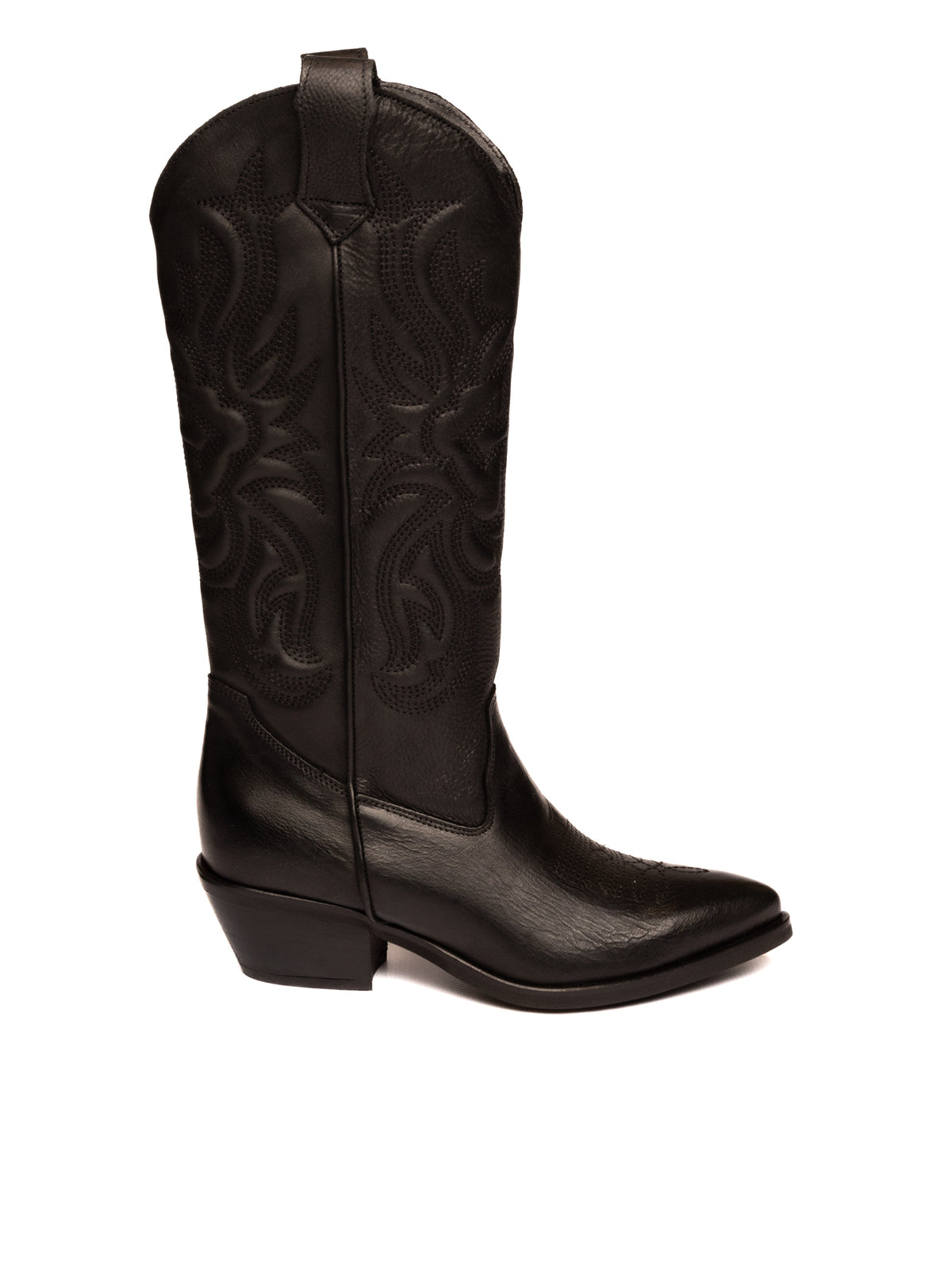 GISEL MOIRE Stivale texano in pelle nero CALIFORNIA VIT-NERO