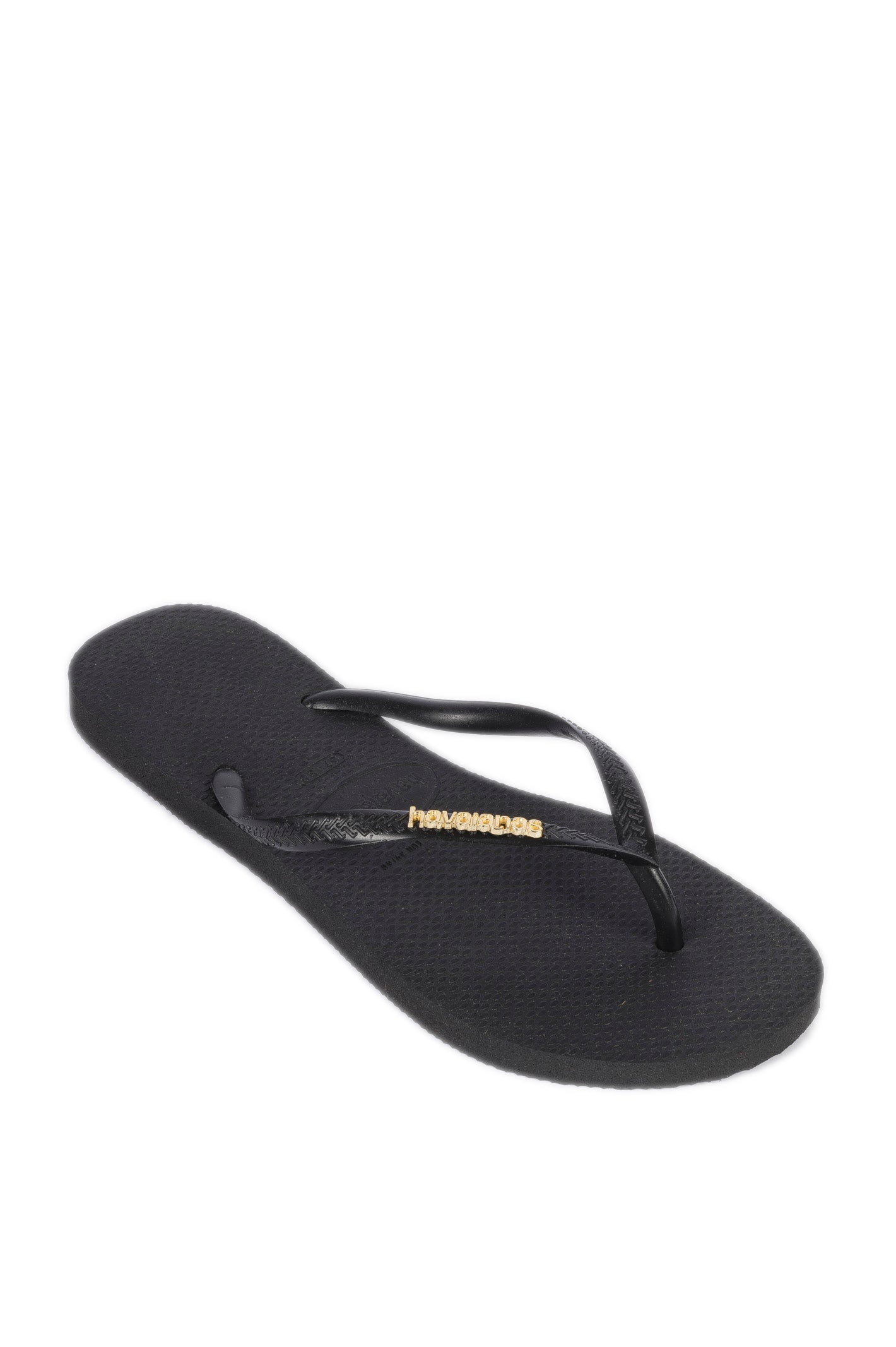 HAVAIANAS infradito slim logo met nero/ oro 4119875 SLIM LOGO MET-1924