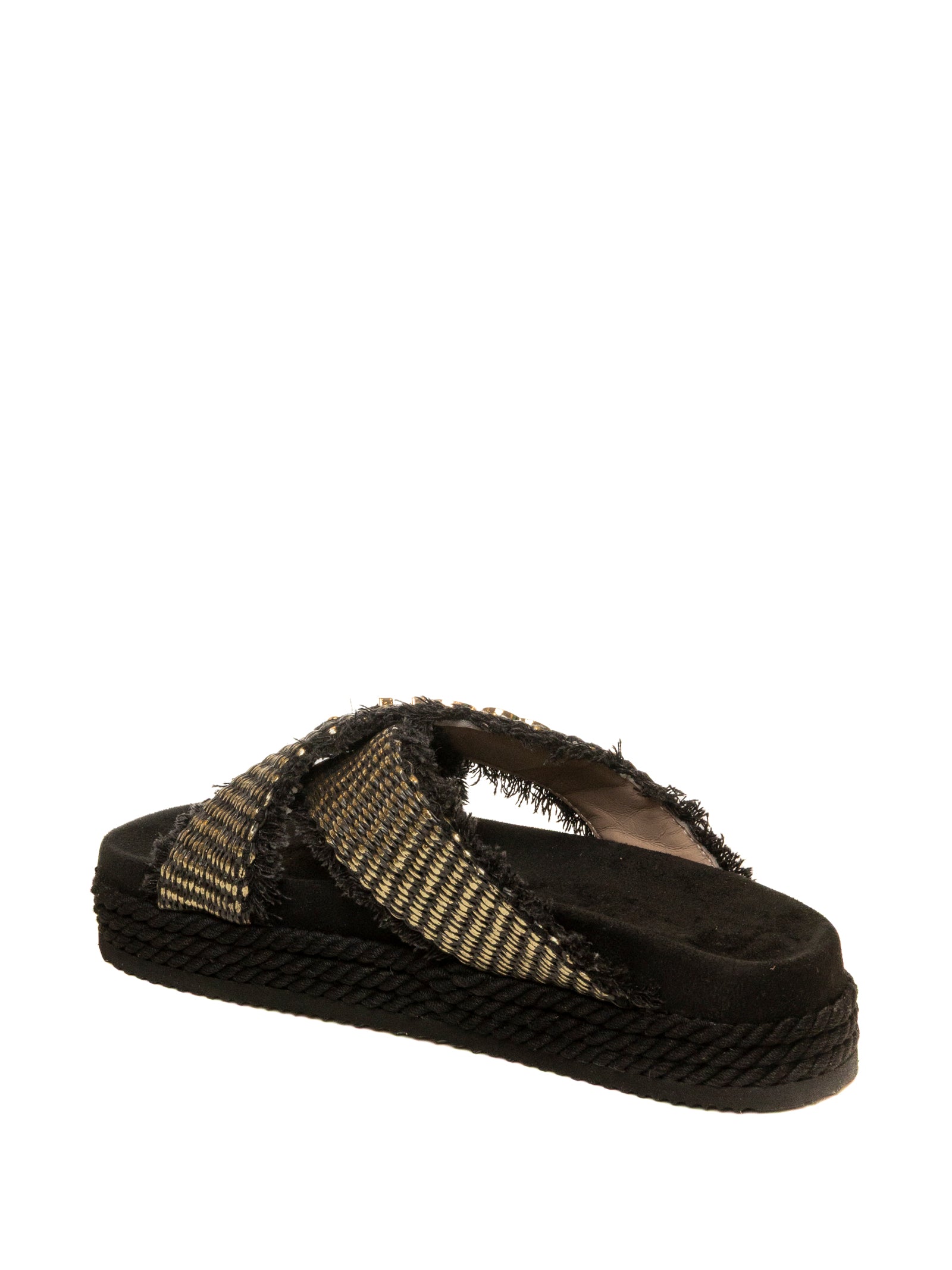 MOU Sandalo rafia intrecciata nero 451009K RAFIA-RMB