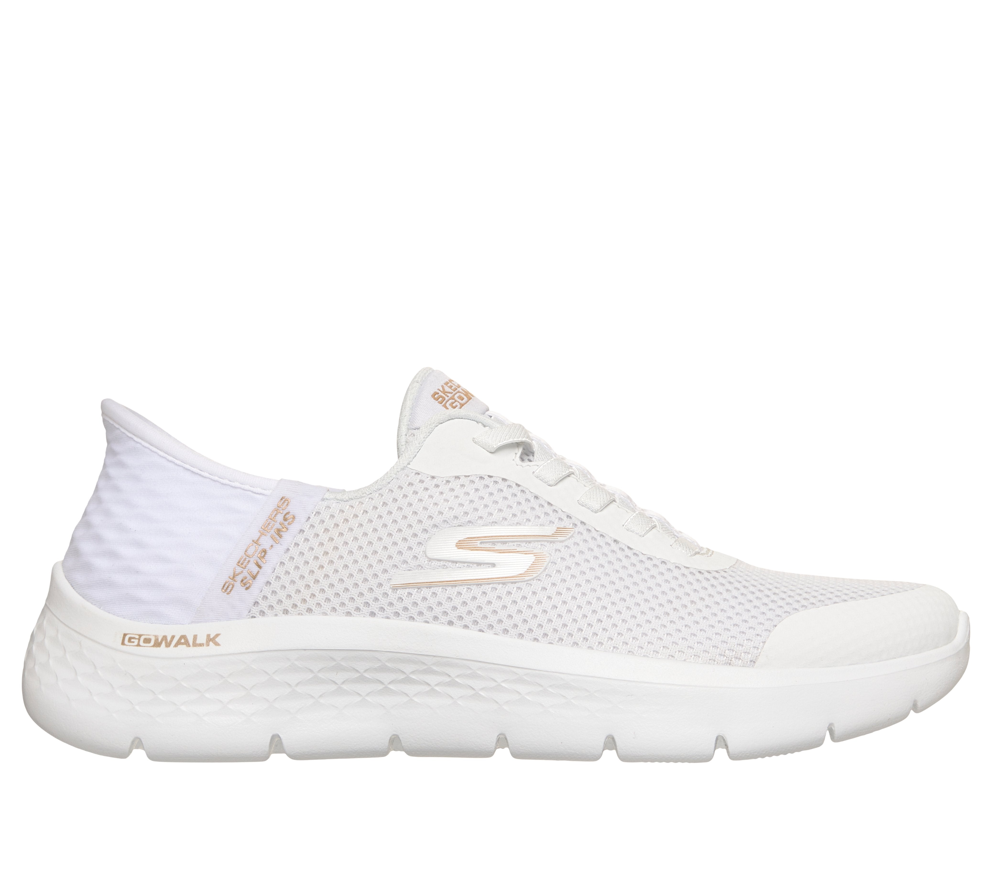SKECHERS Sneaker go walk flex slip ins bianco/oro 124836 GO WALK FLEX-WGD