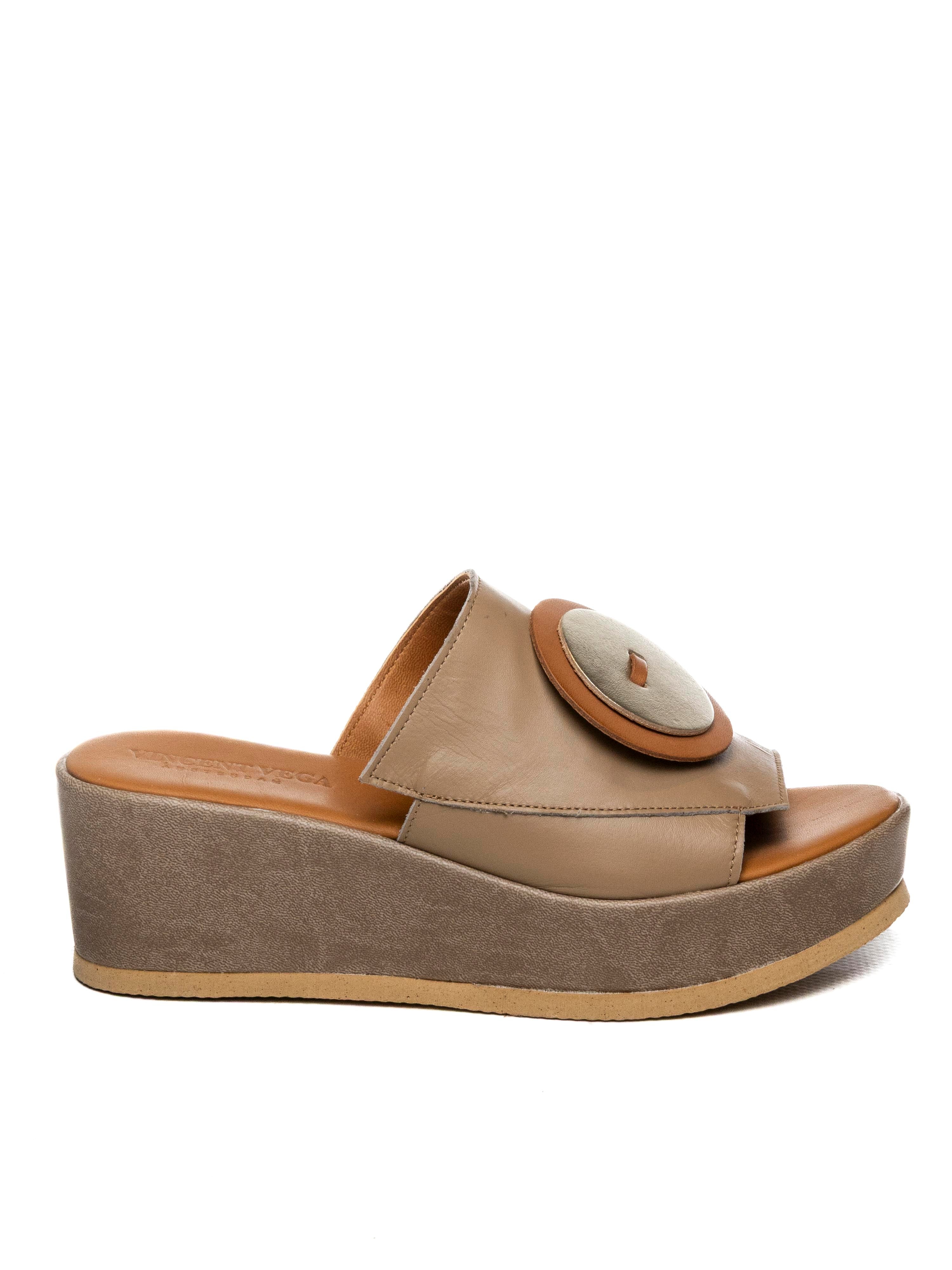 VINCENT VEGA Sandalo zeppa pelle taupe ARTYS ZP5 VIT-TAUPE