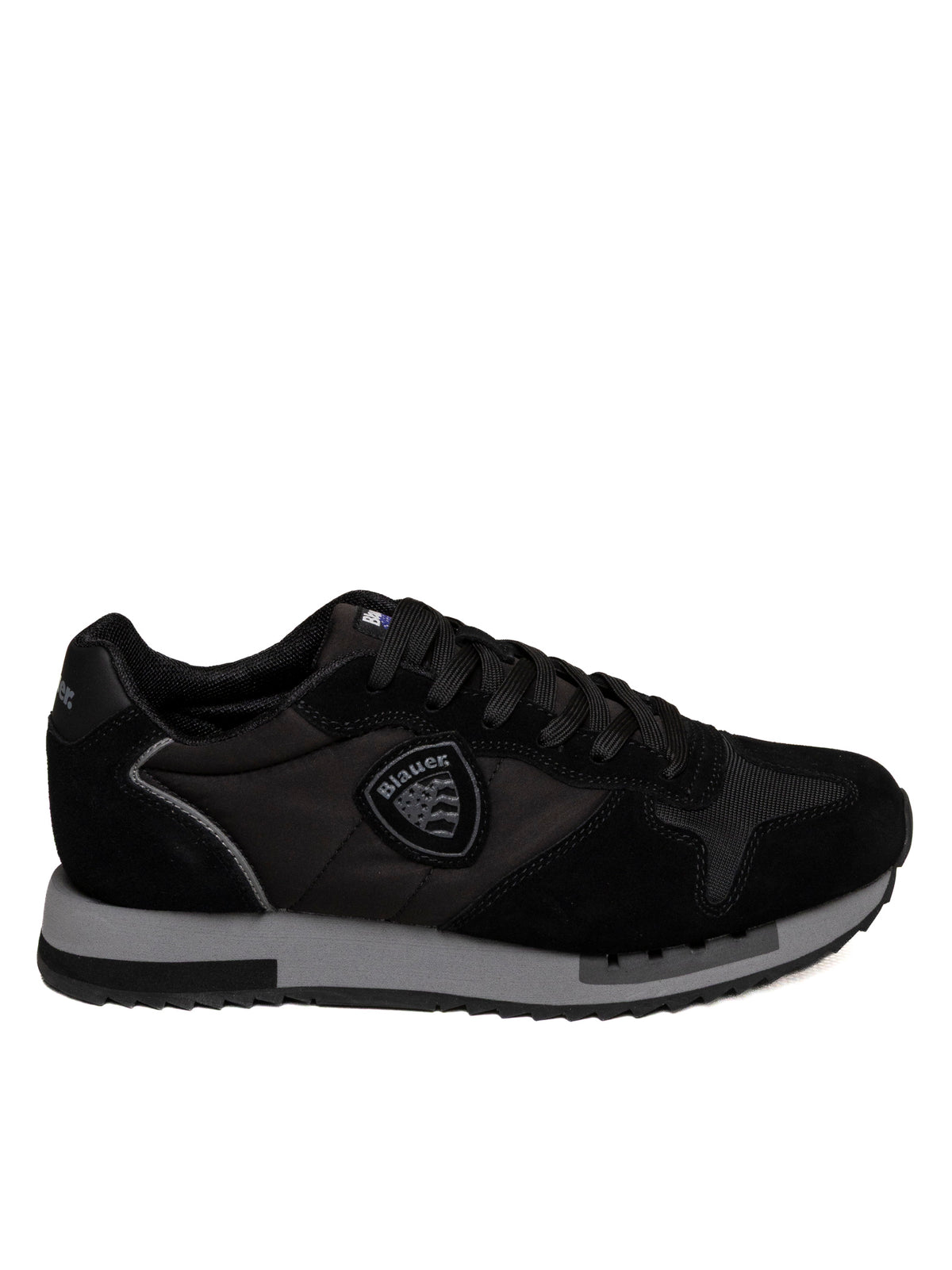 Sneaker bassa uomo in mesh e camoscio nero Blauer vista di profilo laterale esterno