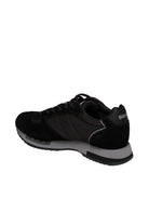 Sneaker running in camoscio nero Blauer vista tre quarti posteriore con dettaglio tallone