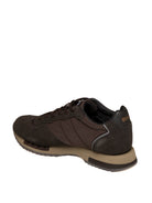 Sneaker in mesh e camoscio marrone Blauer vista posteriore con dettaglio del tallone