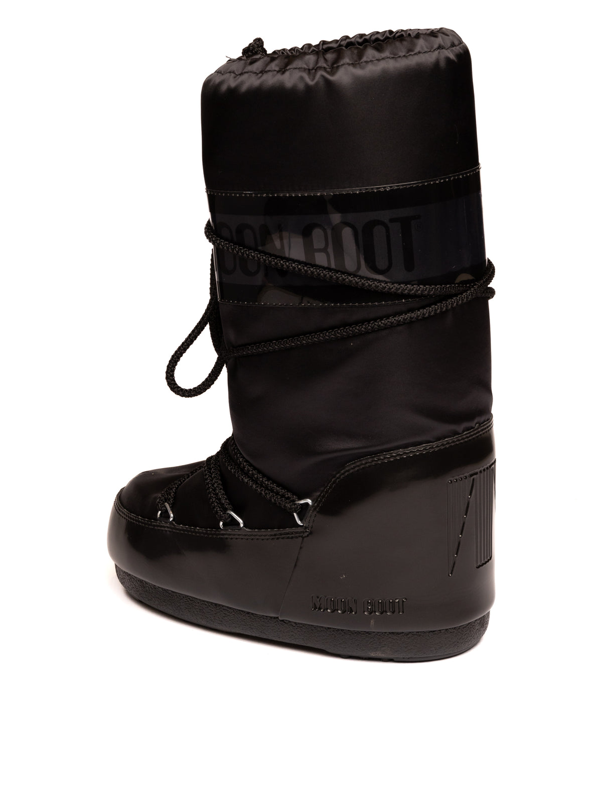 Doposci in nylon nero MOON BOOT vista posteriore del tallone e della suola