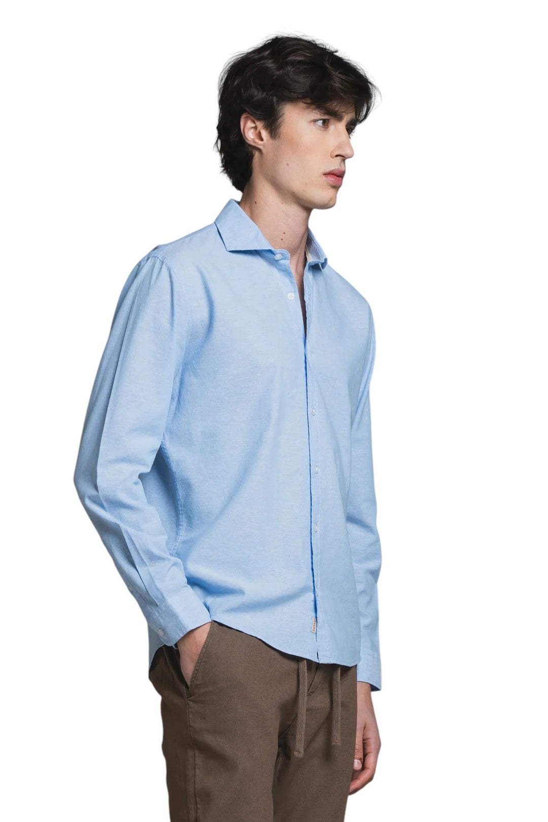 IMPURE camicia lino azzurra RILEY LINO-C25 