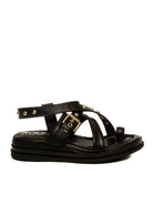 MJUS Sandalo fibbia borchie nero N14004 PELLE-6002 
