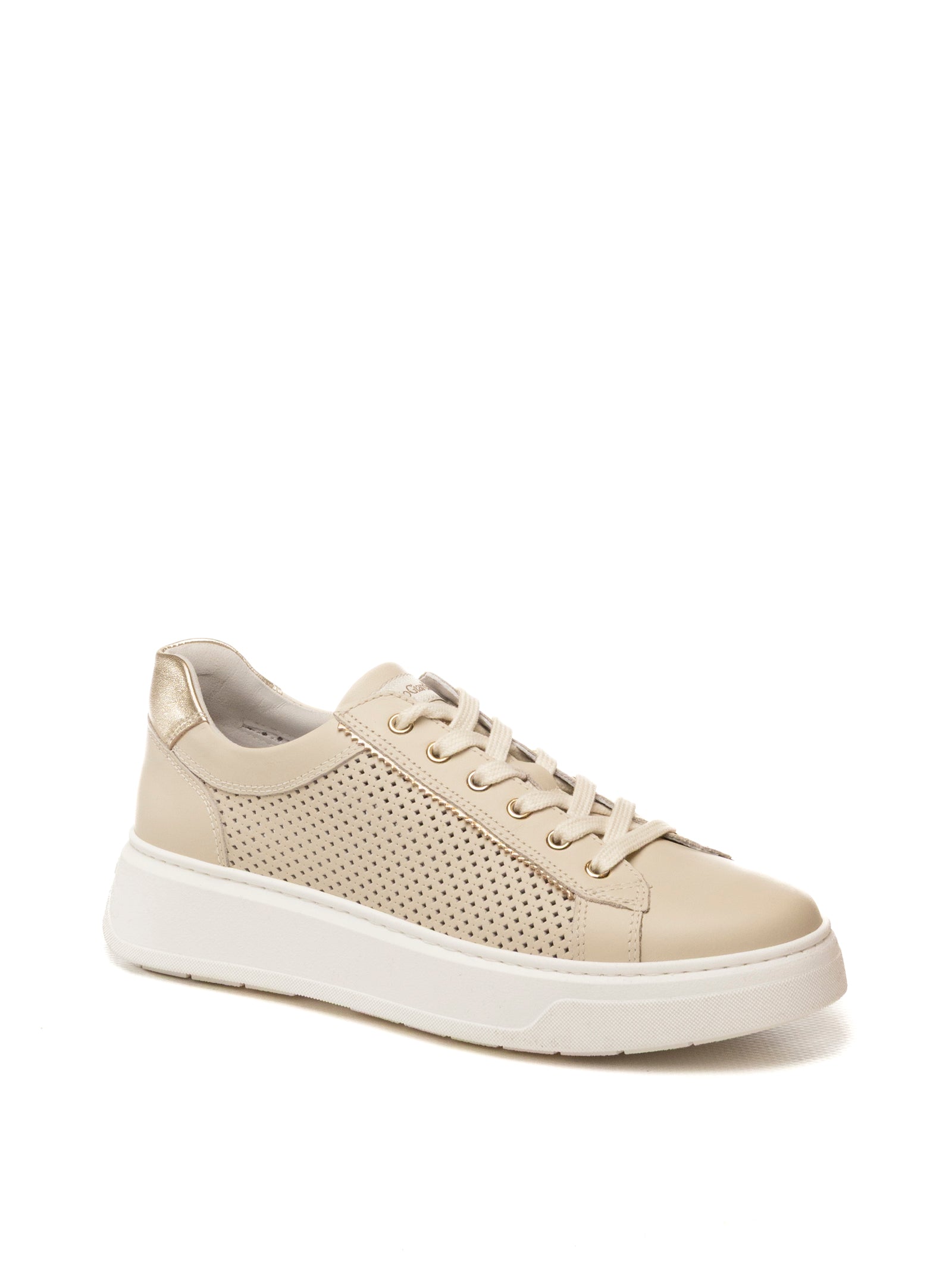 NERO GIARDINI Sneaker forata pelle beige E615274 VELVET-710 