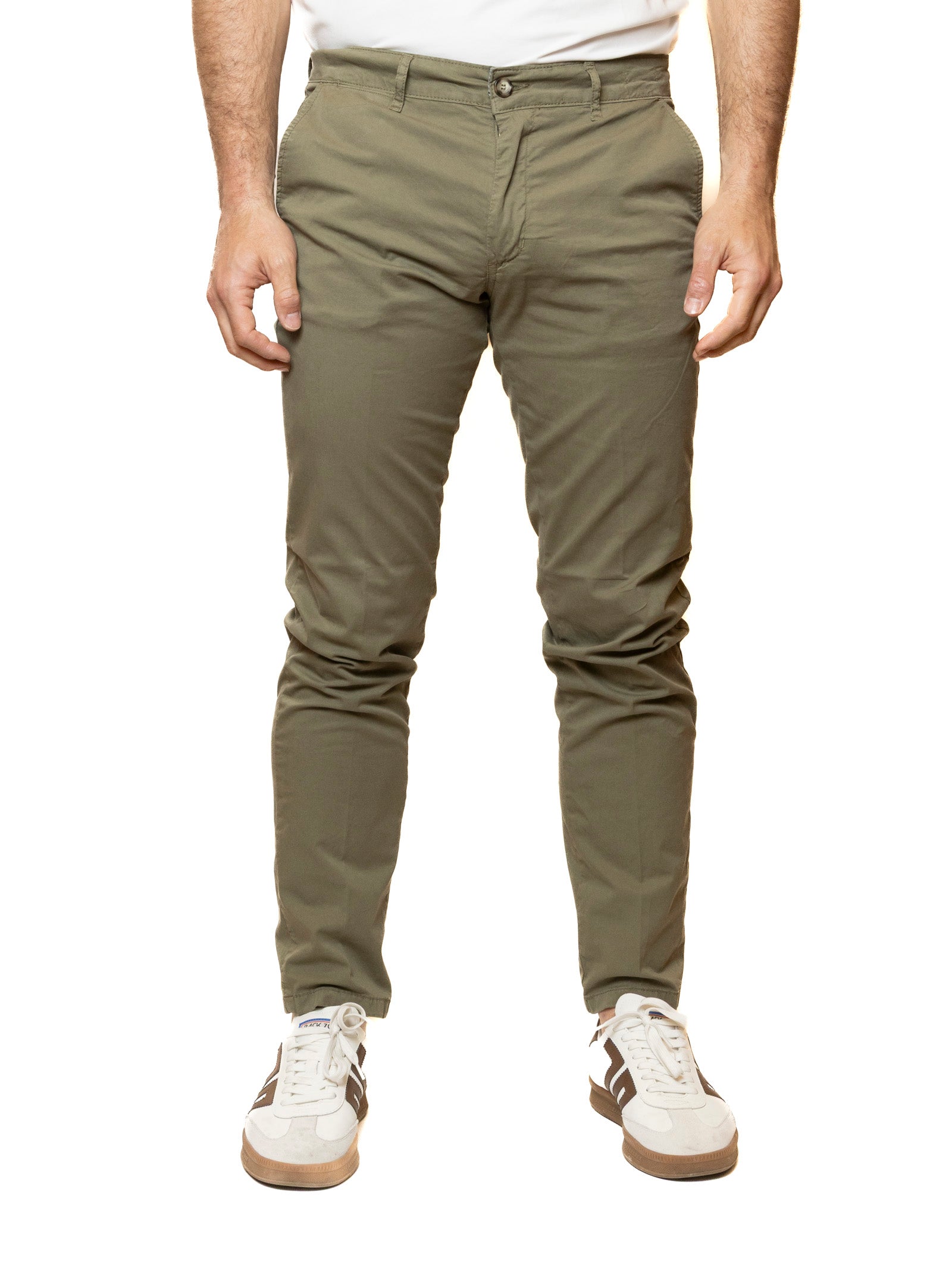 QB24 pantalone cotone verde 0126147 COTONE-GREEN 